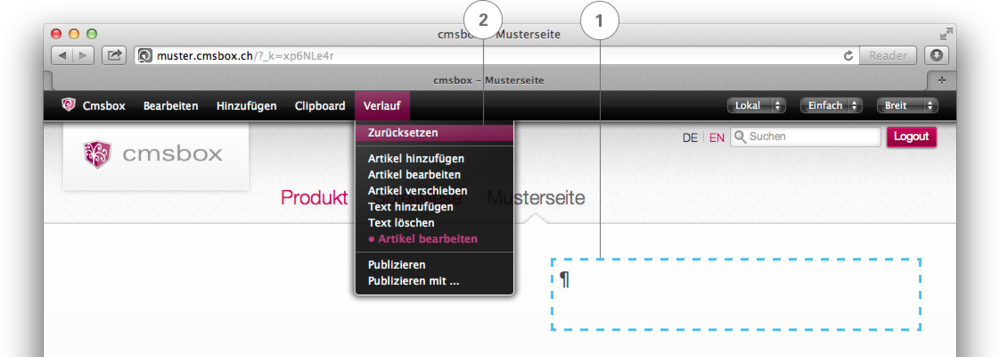 Aktionen rückgängig machen (zurücksetzen)