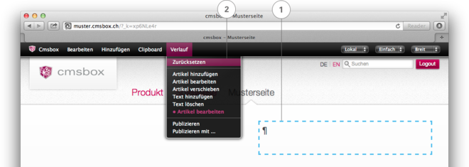 Aktionen rückgängig machen (zurücksetzen)