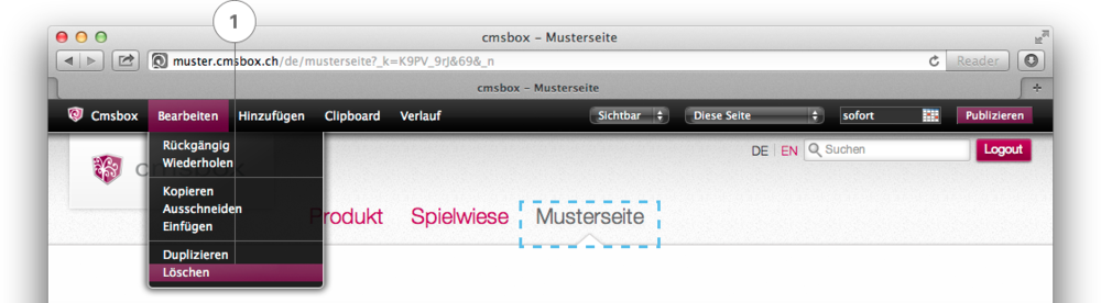 Inhalt oder Seiten löschen
