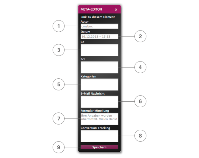 Richten Sie Ihr Formular ein – mit dem Meta-Editor