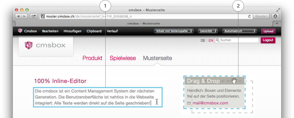 Drag & Drop – 100% Inline-Editor