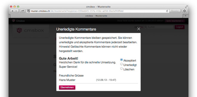 Kommentare verwalten