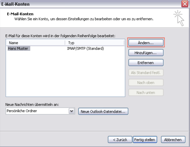 OL 2003 change imap 3