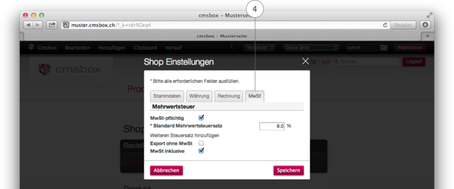 Shop Einstellungen – Mehrwertsteuer